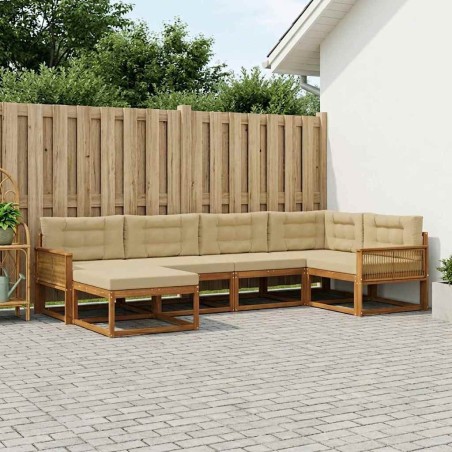 Ensemble de canapés d'extérieur 6 pcs Naturel et Beige 648452648452