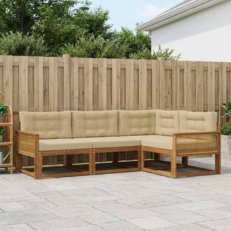 Ensemble de canapés d'extérieur 4 pcs Naturel et Beige 648453648453