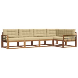 Ensemble de canapés d'extérieur 5 pcs Naturel et Beige 648455648455
