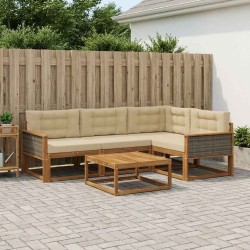 Ensemble de canapés d'extérieur 5 pcs Naturel et Beige 648457648457