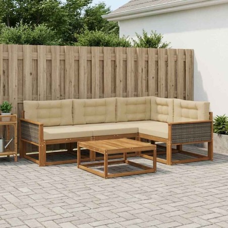 Ensemble de canapés d'extérieur 5 pcs Naturel et Beige 648457648457