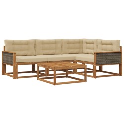 Ensemble de canapés d'extérieur 5 pcs Naturel et Beige 648457648457