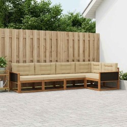 Ensemble de canapés d'extérieur 5 pcs Naturel et Beige 648459648459
