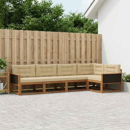 Ensemble de canapés d'extérieur 5 pcs Naturel et Beige 648459648459