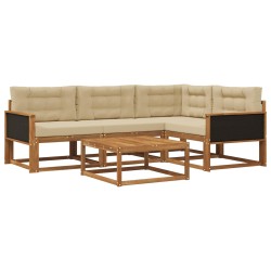Ensemble de canapés d'extérieur 5 pcs Naturel et Beige 648460648460