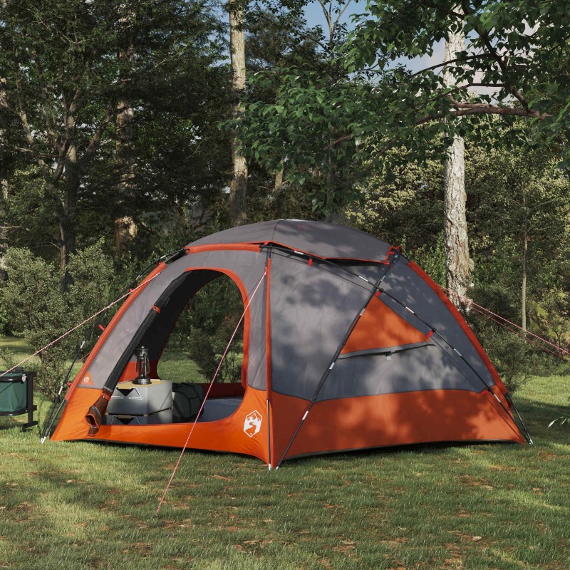 Tente en dôme avec housse imperméable amovible Gris et orange 648462648462