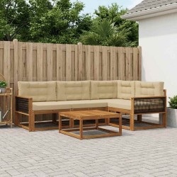 Ensemble de canapés d'extérieur 5 pcs Naturel et Beige 648468648468