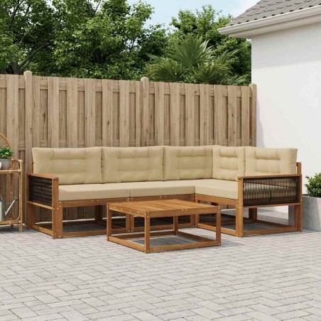 Ensemble de canapés d'extérieur 5 pcs Naturel et Beige 648468648468