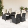 Ensemble à manger de jardin coussins 5pcs Noir Résine tressée 648471648471