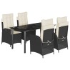 Ensemble à manger de jardin coussins 5pcs Noir Résine tressée 648471648471