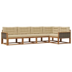 Ensemble de canapés d'extérieur 5 pcs Naturel et Beige 648473648473