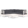 Salon de jardin 6 pcs avec coussins blanc bois de pin massif 648483648483