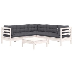 Salon de jardin 6 pcs avec coussins blanc bois de pin massif 648483648483