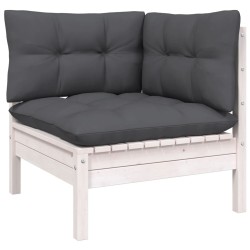 Salon de jardin 6 pcs avec coussins blanc bois de pin massif 648483648483