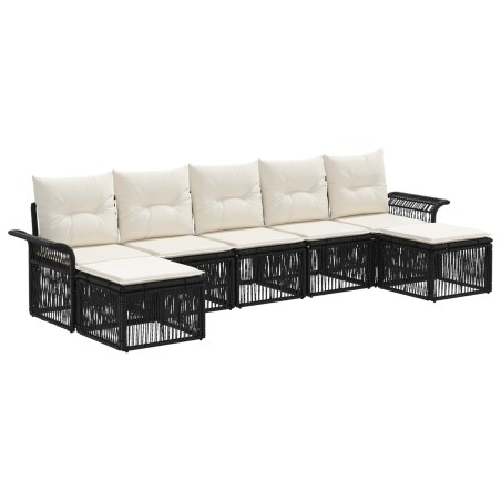 Ensemble de canapé de jardin 7 pcs Noir polyrotin 648486648486