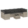 Salon de jardin 8 pcs avec coussins gris clair résine tressée 648488648488