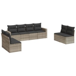 Salon de jardin 8 pcs avec coussins gris clair résine tressée 648489648489