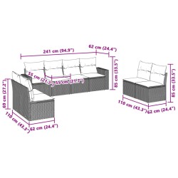 Salon de jardin 8 pcs avec coussins gris clair résine tressée 648489648489