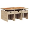 Ensemble à manger de jardin et coussins 7 pcs beige poly rotin 648492648492