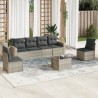 Salon de jardin avec coussins 7 pcs gris clair résine tressée 648493648493