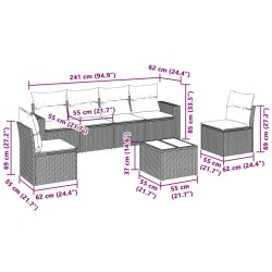 Salon de jardin avec coussins 7 pcs gris clair résine tressée 648493648493