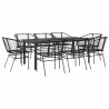 Ensemble à manger de jardin 9pcs noir poly rotin verre 648494648494