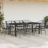 Ensemble à manger de jardin 9pcs noir poly rotin verre 648494648494