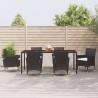 Ensemble à manger de jardin coussins 7pcs Noir Résine tressée 648500648500