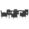 Ensemble à manger de jardin coussins 7pcs Noir Résine tressée 648500648500