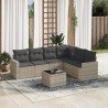 Salon de jardin avec coussins 7 pcs gris clair résine tressée 648503648503