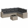 Salon de jardin avec coussins 7 pcs gris clair résine tressée 648503648503