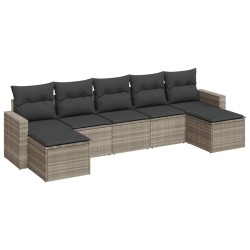 Salon de jardin avec coussins 7 pcs gris clair résine tressée 648504648504