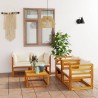 Salon de jardin 5 pcs avec coussin Crème Bois d'acacia solide 648505648505
