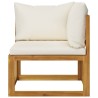 Salon de jardin 5 pcs avec coussin Crème Bois d'acacia solide 648505648505