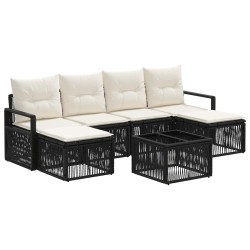 Ensemble de canapé de jardin 7 pcs Noir polyrotin 648508648508