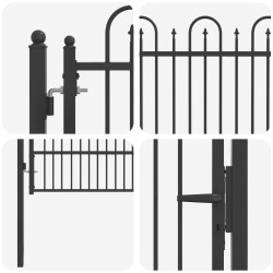 Porte de Clôture HORST 100 x 150 cm Acier Noir Verrouillable 648511648511