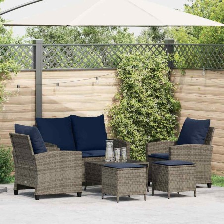 Ensemble de canapé de jardin 6 pcs avec coussins gris résine tressée 648517648517