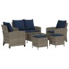 Ensemble de canapé de jardin 6 pcs avec coussins gris résine tressée 648517648517