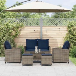 Ensemble de canapé de jardin 6 pcs avec coussins gris résine tressée 648517648517