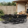 Ensemble à manger de jardin 11 pcs coussins noir résine tressée 648520648520