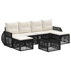 Ensemble de canapé de jardin 7 pcs Noir et blanc crème 648521648521