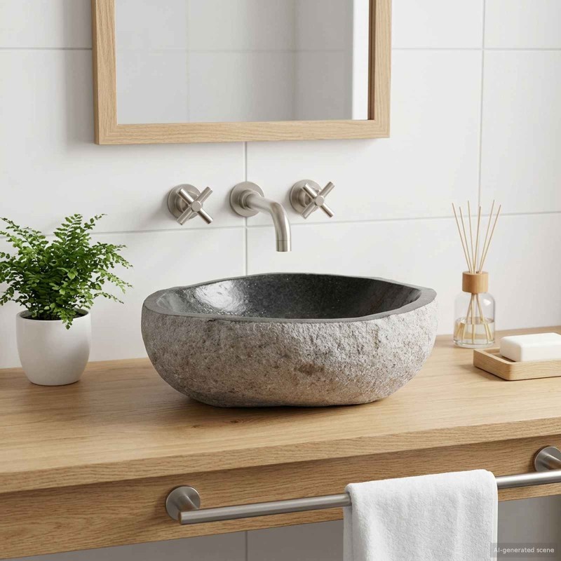 Lavabo ovale Gris (32-37) x (27-30) x 12 cm Pierre de Rivière 648525648525