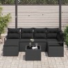 Ensemble de Canapés avec coussin 7 pcs Noir polyrotin 648540648540