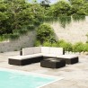 Salon de jardin 6 pcs avec coussins Résine tressée Noir 648543648543