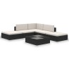 Salon de jardin 6 pcs avec coussins Résine tressée Noir 648543648543