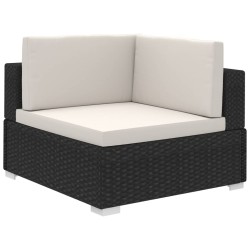 Salon de jardin 6 pcs avec coussins Résine tressée Noir 648543648543