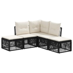 Ensemble de canapé de jardin 5 pcs Noir polyrotin 648544648544