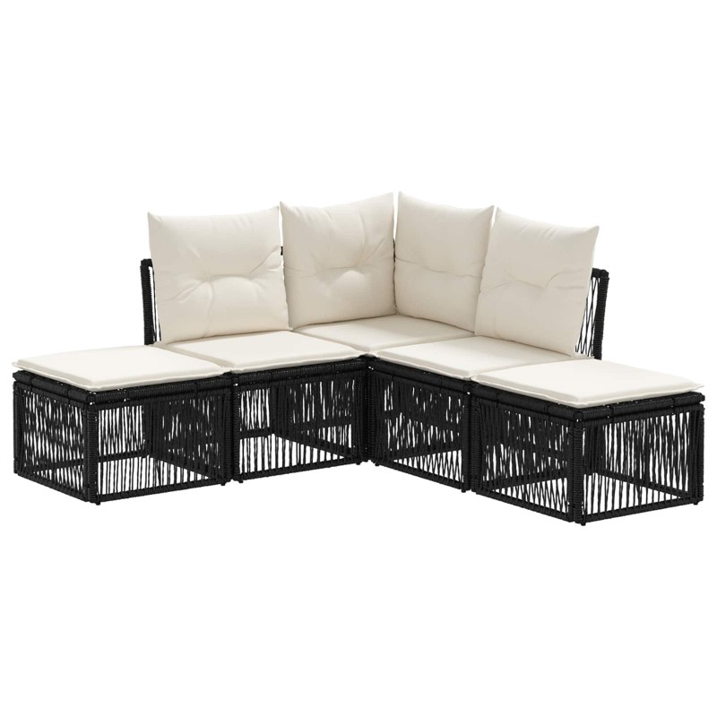 Ensemble de canapé de jardin 5 pcs Noir polyrotin 648544648544