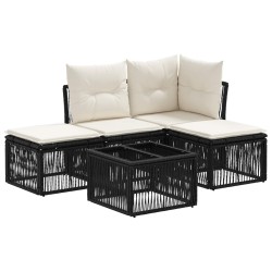 Ensemble de canapé de jardin 5 pcs Noir polyrotin 648545648545
