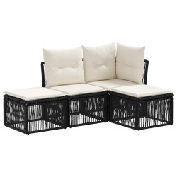 Ensemble de canapé de jardin 4 pcs Noir polyrotin 648552648552